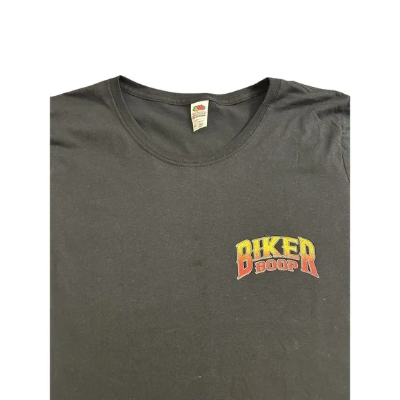 Fruit of the Loom Betty Boop T-Shirt Ladies XL Black Excellent Biker Graphic - Picture 2 of 5